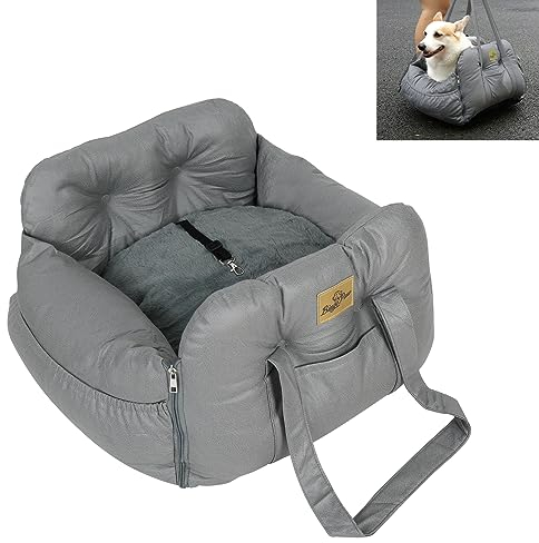 BingoPaw Hundeautositz Kleine Mittlere Hunde, 3 in 1 Hunde Autositz Reise Hundetasche Hundebett, Hundeautositz mit Sicherheitsgurt für Auto Beifahrersitz und Rückbank, 64x43x28cm