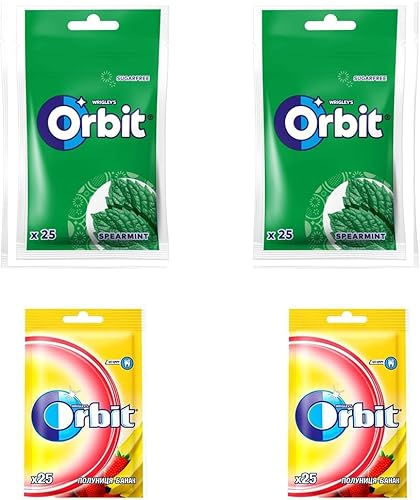 Orbit XXL Spearmint, Orbit Strawberry and Banana X 2 (Total 4 Packs)