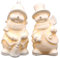 Dekohelden24 Porzellan LED Schneemänner in weiß als 2er Set, Maße je Figur L/B/H 6,5 x 6,5 x 11 cm.