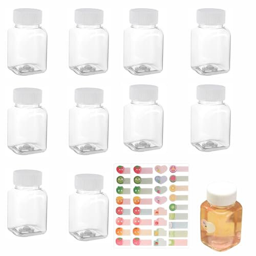HZZXCH 10Pcs Shot Bottles with Lids Juice Bottles Reusable Shot Bottles with Lids for Storing Juices Leak-Proof Drink Bottles Square Water Bottle Sample Bottles for Storing Juices Water (100ml)