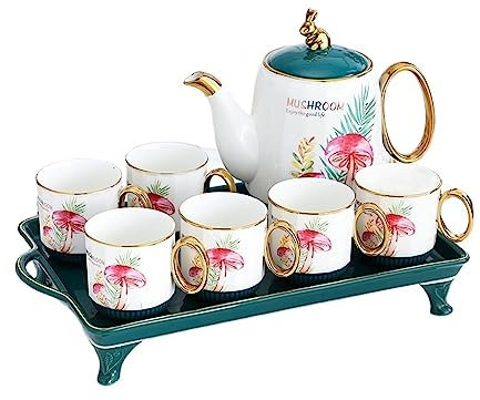 Pitcher Nordic Style Large-Capacity Ceramic Cold Kettle Home Coffee Milk Tea Juice White Open Cold Kettle Cup Water Set Hot/Cold Water Carafe (Color : Pink)