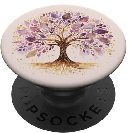 Lila und Gold Yoga Baum des Lebens PopSockets Klebender PopGrip