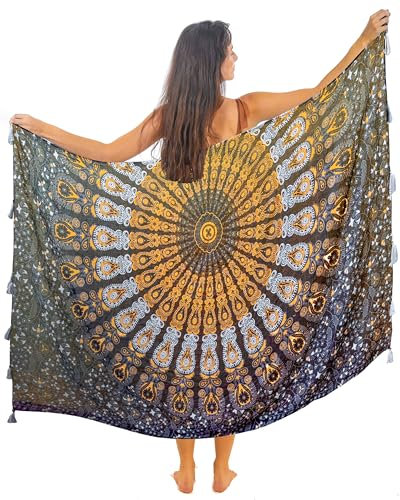 Schwarzer Strandtuch Xxl Mit Quasten Baumwolle Groß Strand Pareo Sarong Damen Wickeltuch Wickelrock Strandrock Tapisserie Wickeltuch Bikini Cover Up Tragen Über Badeanzügen