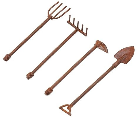 4 Pz Ornamenti per giardinaggio e paesaggistica pale a mano da giardino modello di mini strumento di scena arredamento Modelli mini attrezzi da giardinaggio per la casa Vintage ▾