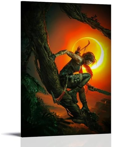 Tomb Raider Lara Croft Sha Poster, Wandkunst, Poster, Geschenk für Freunde, Schlafzimmer, Wohnzimmer, Dekoration, modernes ästhetisches Poster, dekorative Malerei, Leinwand, Wandposter und Kunstdruck,