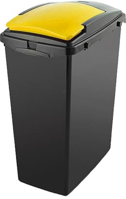 All-Green 40L Large Plastic Recycling Bin - Yellow - Lifting Lid