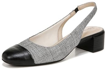 LifeStride Women's Becoming Slingback Block Heel Pump Ballet Flat, Black/Tweed Multi, 8 UK