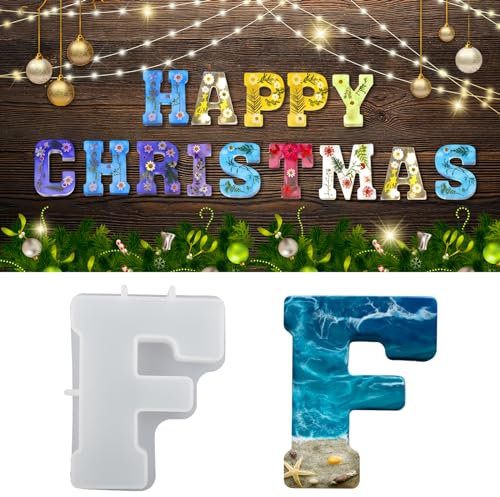 wikimo Silikonform Buchstaben Groß, 18 cm/7 inch Epoxidharz Formen für 3D-Alphabet, Silikonform GießForm für Geburtstag Hochzeit Party Weihnachten Kunst Basteln Ornamente(F)