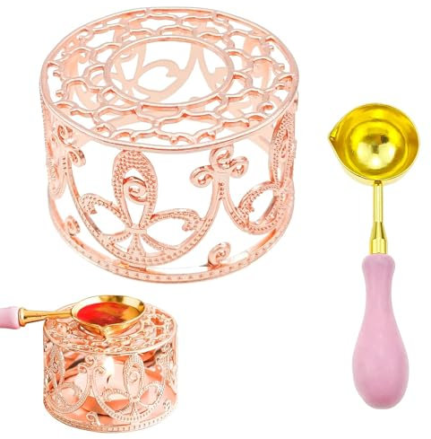 Jaczora Wax Seal Kit, Metal Wax Seal Warmer with Spoon, Wax Seal Stamp Melting Wax Seal Sticks or Sealing Wax Bead, for Wax Bead for Wedding Invitation Envelopes Crafts Design