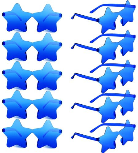 BOUBONI Occhiali Da Sole A Forma Di Stella Occhiali Da Sole Senza Montatura A Forma Di Pentagramma Occhiali Da Festa Per Le (10, Royal Blue)