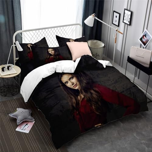 Ste-X Bettwäsche-Bettbezug-Set Nina Dobrev, 3-teiliges Bettbezug-Set Aus Weicher Mikrofaser, Schlafzimmer-Set Mit 2 Kissenbezügen Für Jugendliche Und Erwachsene (135x200cm,Nina 02)