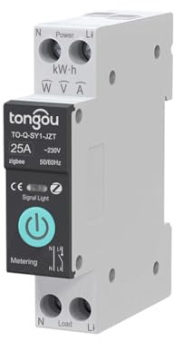 Interrupteur de Disjoncteur Intelligent Tuya Zigbee 1P 10A 16A 25A 32A 40A 63A Télécommande Sans Fil Zigbee Interrupteur de Disjoncteur pour la Maison (25A With Metering)