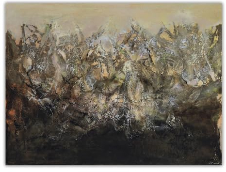 SGFGAD FHYWQ Berühmte Zao WOU Ki Ausstellung Poster 《Wald,21.03.96》Leinwand Wandkunst Zao WOU Ki Drucke Zao WOU Ki Malerei für Wohnkultur Bild 60x80cm Kein Rahmen