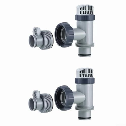 Ersatz-Schlauchadapter Typ B, mit Kolbenventil für Intex, 3,2 cm - 3,8 cm Schlauchadapter und Kolbenventile für oberirdische Pool-Filterpumpe (2 Sets)