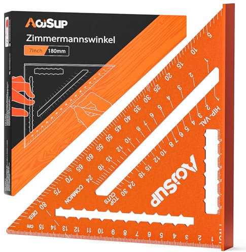 AojSup Juego de ángulos de carpintero – 180 mm, ángulo de carpintero, ángulo de tope de aluminio, ángulo de carpintero para dibujar y dibujar con precisión, regalos de Navidad multifuncionales para