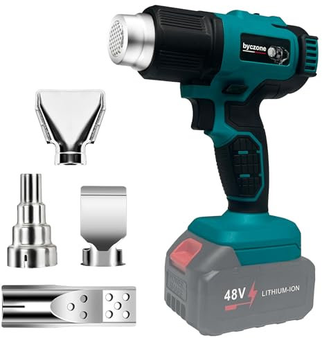 Pistola de aire caliente con batería para Makita 18 V, 2 temperaturas, 300 ℃/550 ℃, pistola de aire caliente manual con 4 boquillas de acero inoxidable para bricolaje, manualidades, película