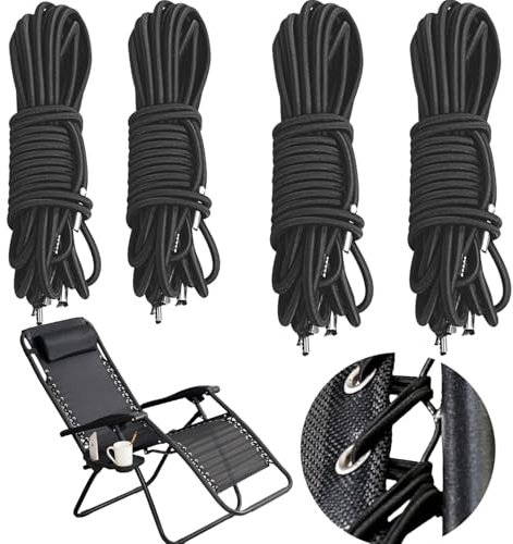 Luxiremi Ersatzkordel-Set für Zero Gravity Stühle, universal, elastisch, 2 Größen, solide, Nylon, Garten, Entspannung im Freien, 4 Stück