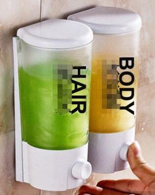 Distributeur de savon mural à ventouse pour salle de bain Blanc transparent 700 ml