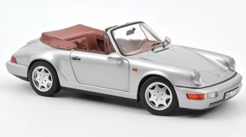 OPO 10 - Auto in Miniatura Compatibile con Porsche 911 Carrera 2 Cabriolet 1990 Argento Scala 1:18 Norev - 187330