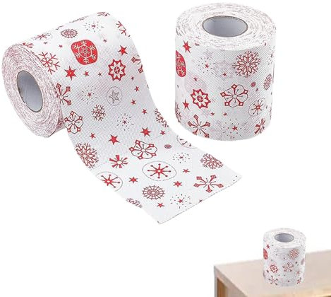 Weihnachtsdekoration, lustiges Toilettenpapier, Rolle mit Weihnachtspapier – Rolle mit Rentier-Motiv – Papierservietten mit Weihnachtsmotiv für Esstisch, Haus, Toilette,