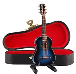 BESTonZON Miniatur Gitarre Deko Für Den Schreibtisch Klassisches Musikinstrument Aus Mit Ständer Und Geschenkbox Große Nachbildung Ideales Zur Graduierung