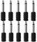 TECHZOCO Adaptador de Audio Estéreo Jack 3.5mm Hembra a 6.35 mm Macho Mono, Adaptador conversor Jack 3.5 mm a 6.35 mm, Conversor de Conector de Auriculares y micrófono, Mono, 10 Unidades