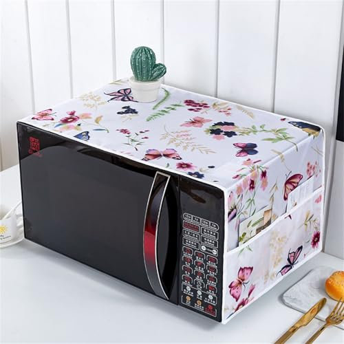 Treer Microwave Dust Cover, Universal Microwave Dust Proof Covers Microwave Oven Dust Cover Protective for Kitchen Home Microwave Decor (Butterfly,35x100cm)