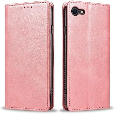 Mixroom - Custodia Cover Case a Libro Rosa per iPhone 7 con Stand in Ecopelle Chiusura Magnetica Formato Portafoglio Parte Interna in TPU Morbida con Bordi Piatti