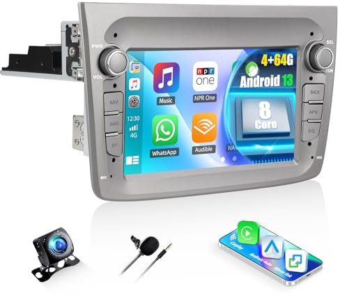 CAMECHO 4+64G 7 Pollici 8-Core Autoradio per Alfa Romeo MITO 2008-2016 con Telecamera Posteriore, Android 13 Wireless Carplay Android Auto Touchscreen Radio con DSP Bluetooth GPS WIFI FM/RDS +Canbus
