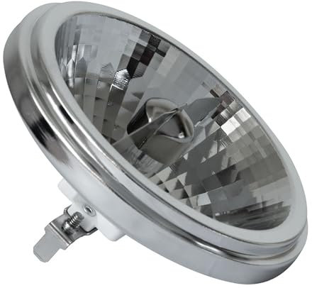 NCC-Licht Reflector halógeno AR111 50 W G53 12 V blanco cálido 2800 K, intensidad regulable, foco halógeno con ángulo de haz de 45°