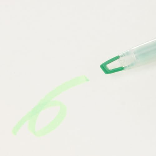 MUJI Twin Highlighter, Dual-Tip with Window and Fine Point, Set of 3 (Green)