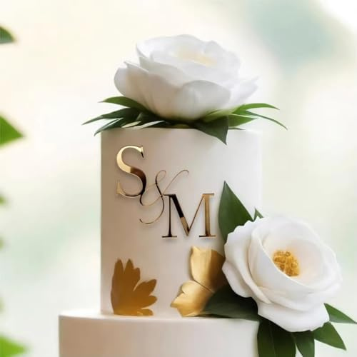 Personalisierte Braut & Bräutigam Initialen Hochzeitskuchen Topper, Benutzerdefinierte Hochzeitskuchen Dekoration, Gravieren Acrylzeichen Für Verlobung, Jubiläum, Geburtstagsgeschenke