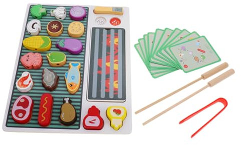Toddmomy Barbecue Giocattolo Per Ragazzo Ragazza in Legno Da Cucina Simulata Set Di Giocattoli Finto Barbecue Per Ragazzo Ragazza Interattivo e Creativo Gioco Di Ruolo