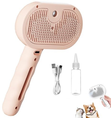 Safe Puppy Brosse, 3 En 1 Brosse Safepuppy, Brosse À Vapeur - Toilettage Express Sans Douleur, Peigne Spa Pour Le Nettoyage Des Poils (Rose)