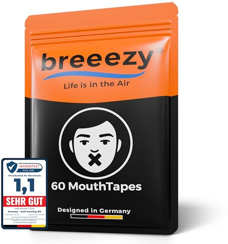 breeezy® Transparente Mundpflaster 60 Stück [gegen Schnarchen] Mouth Tape zur Förderung der Nasenatmung | Steigert die Schlafqualität | Mundtapes zum Schlafen & Anti Schnarch
