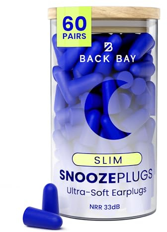 SnoozePlugs Slim – Kleine Ohrstöpsel für kleine Gehörgänge, schlanke Ohrstöpsel zum Schlafen, 60 Paar Damen-Ohrstöpsel zum Schlafen – 33 dB NRR bequeme weiche Schaumstoffstöpsel zum Schlafen, Einweg