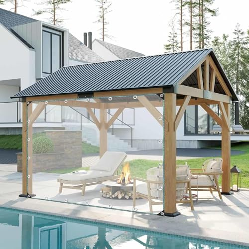 DZHTUF Gazebo Plane Seitenteile, 0.3mm Schwerlast PVC wasserdichte Transparente Planenvorhänge, Outdoor Plane Mit Reißverschluss Und Ösen, Regendichte Vorhänge, Anpassbar,0Zipper-2.2x2.5m