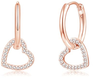 Loutade Ohrringe Silber 925 für Damen, 925 Sterling Silber Ohrringe Creolen | Hypoallergen Leichte CZ Creolen Silber 925 Hängend, Huggie Creolen mit CZ Anhänger Ohrhänger Geschenke für Mädchen Frauen