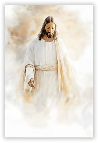 Druck-Palast Jesus Poster - Religiöses Bild - 50x70cm - Kunstdruck Poster - Kirchen Meditationsräume - Spirituell Aquarellfarben - Hochwertiger Druck semimatt - Wanddekoration ohne Rahmen für