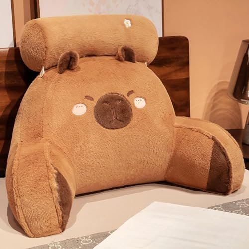 Capybara Plüsch-Lesekissen, 59,9 cm, Capybaras Kuschelkissen für Erwachsene und Kinder, niedliches Tier-Plüsch-Rückenlehnenkissen mit Armen, weiche, bequeme Capybara-Lesekissen für Bett und Sofa
