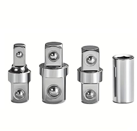 Opatiny 4-Piece Ratchet Wrench Socket Adapter and Reducer Set 14 to 38 to 12 Drive Converter Sleeve Head Chrome Vanadium Steel Professional Mechanics and DIY