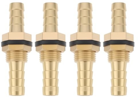Briny River 4 Raccords à Barbes de Cloison de 8 Mm en Laiton avec Rondelle en Silicone pour Conduites de Carburant Destinés Au Sport Automobile