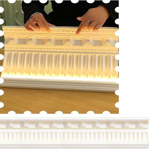 Moulure Plafond Moulure de Corniche avec Canal LED (Hauteurs 15 19 24 30 cm), Profilé de Finition Encastré pour Bord de Plafond (pour Lignes Murales/Bordures de Papier Peint(Height(11 3/4)30 cm)
