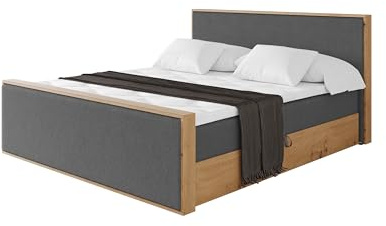 ALTDECOR Boxspringbett mit Matratze und Lattenrost, Topper, Fußteil,Polsterbett mit Bettkasten, Bett mit Stauraum H4-Matratze, Doppelbett, Boxbett - LOLLI9-Z Dunkelgrau 180x200
