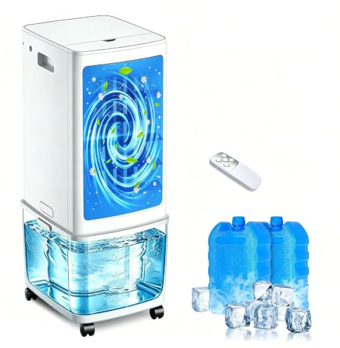 JGJSQYY Swamp Cooler Air Conditioner, 4000 CFM Evaporative Air Cooler with 10.5-Gal Water Tank, 3 Modes, 3 Speeds, Remote, 7.5H Timer, Portable Windowless AC for Bedroom, Home, Office