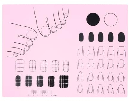 DOITOOL Tapis à Ongles en Silicone Rose pour Entraînement Diy, Support de Manucure Application par Zones, pour Apprentissage et Pratique du Nail Art