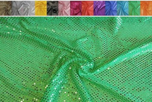 Fabrics-City grün exklusiv Paillettenstoff kleine Pailletten Stoff Faschingsstoff sparkling Pailetten Metall Lurex Stoffe metallic Wende Nähen Basteln Kostüme Tanzmode Abendgarderobe Karneval, 2418