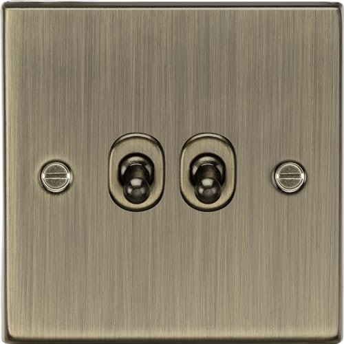 Knightsbridge CSTOG2AB - Interruptor de palanca de 2 vías (latón envejecido, 10 A, 2 G, borde cuadrado)