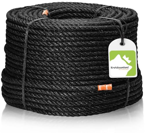 Kratzbaumland Premium-Sisalseil schwarz 6 mm, schwarzes Sisalseil für Kratzbäume (versch. Längen) (50 Meter)