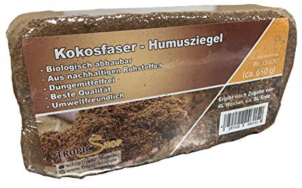 humusziegel kokoserde - einfach portionierbare Kokoserde - XXL Humusziegel als Terrarium Einstreu Cocoground Kokosgrund Kokoshumus Kokosziegel Kokosfaser Briketts (9L)